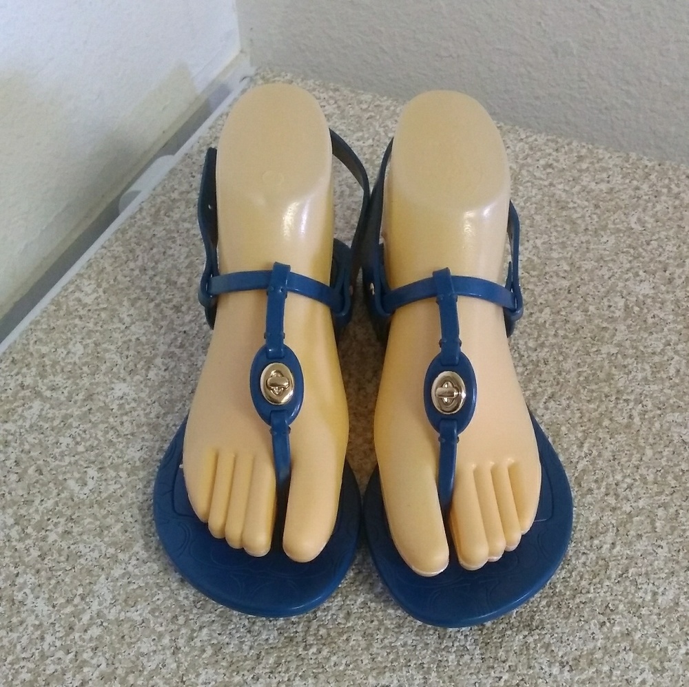 Coach T-Strap Ankle Flat Sandals